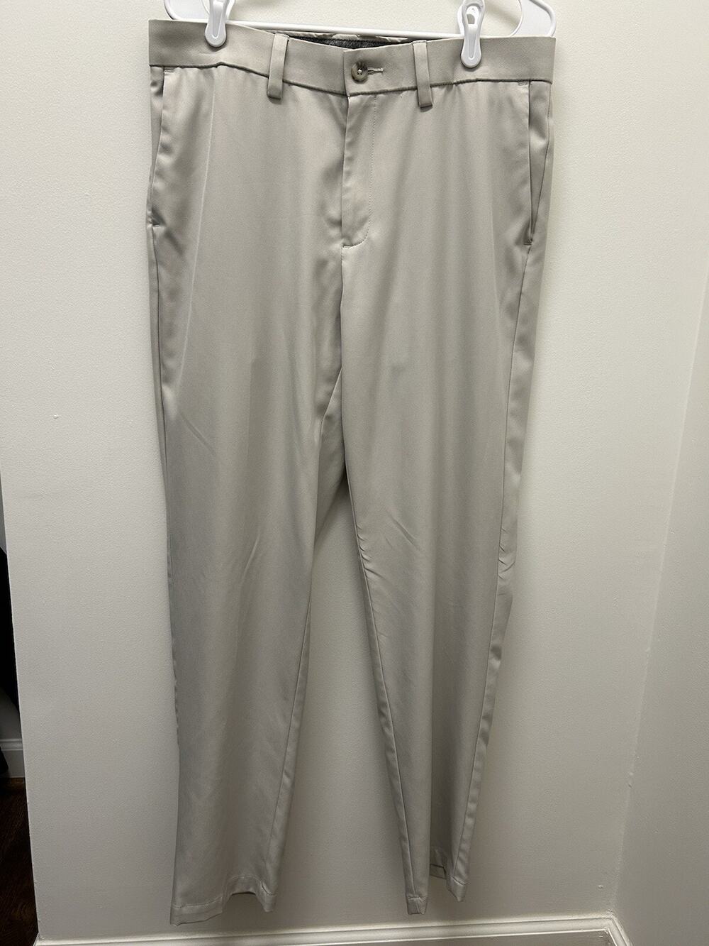 Haggar Cool 18 Pro Gabardine Straight Leg Stretch Pant Men’s 34x32 Light Khaki